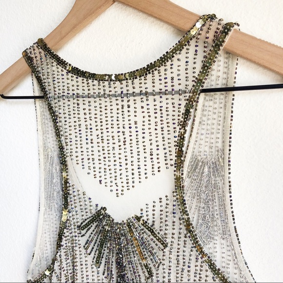 Vintage Style Beaded Tank Top Scalloped Hem - Picture 12 of 15